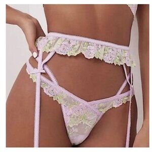 NWOT For Love & Lemons Lilac Rose Lace Hook Garter Belt - Extra Small